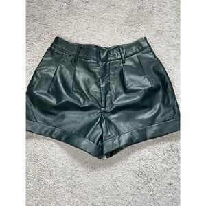 Women's Aureum Vegan Leather Shorts Green Medium Hipster Boho Contemporary NWT